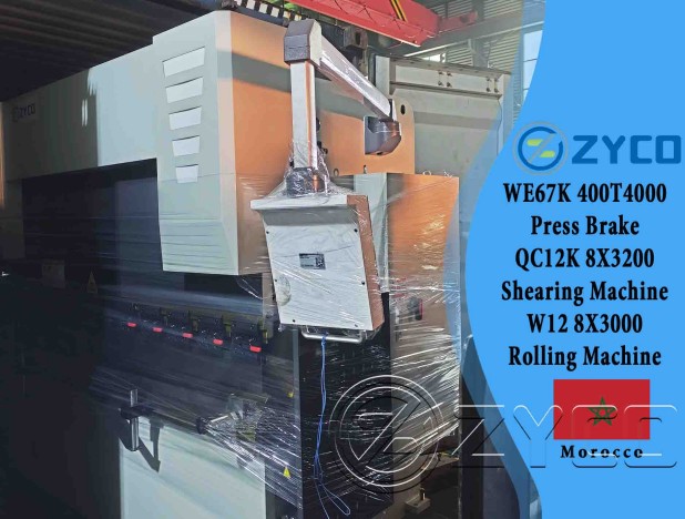 Marrocos-WE67K 400T 4000 Prensa Dobradeira Hidráulica CNC e Máquina de Corte QC12K 8X3200 e Máquina de Laminação W12 8X3000